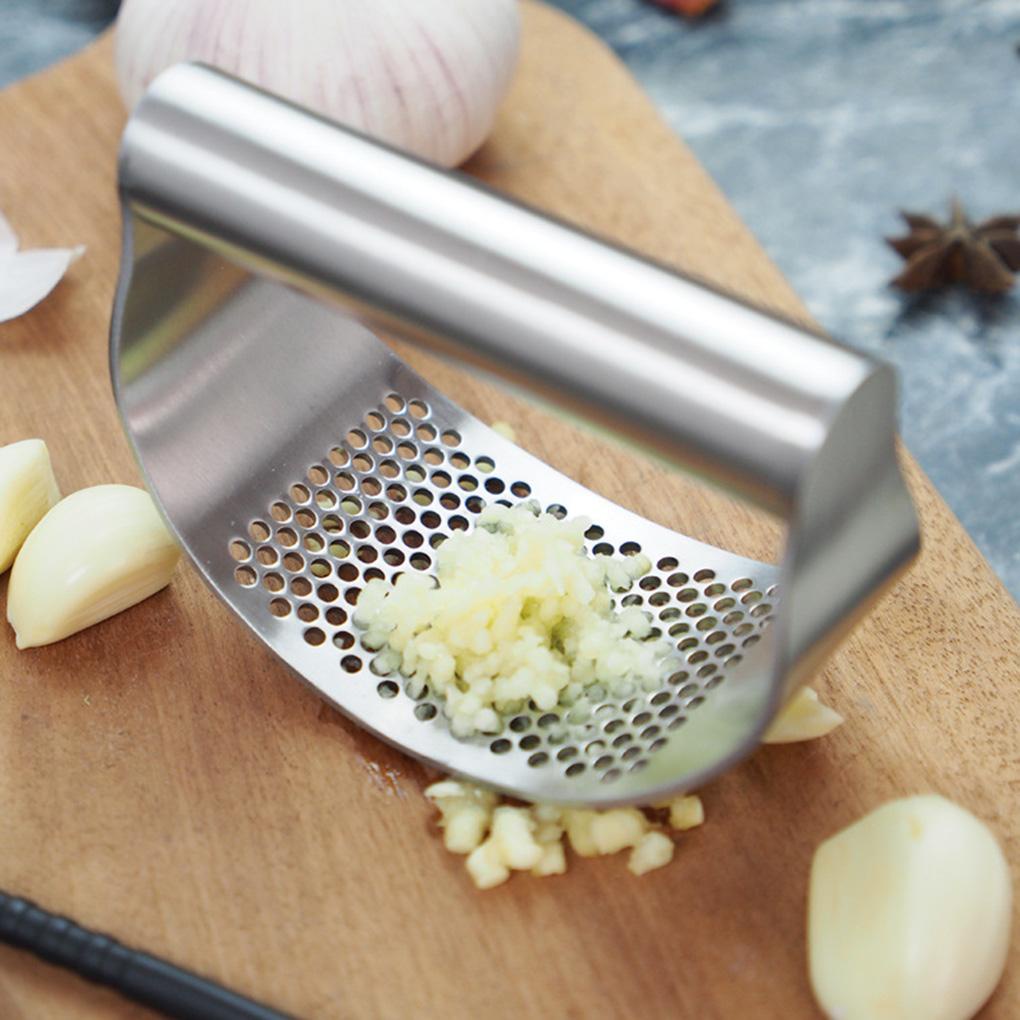 Stainless Manual Garlic Press Crusher Squeezer Curved Masher Multifungsi