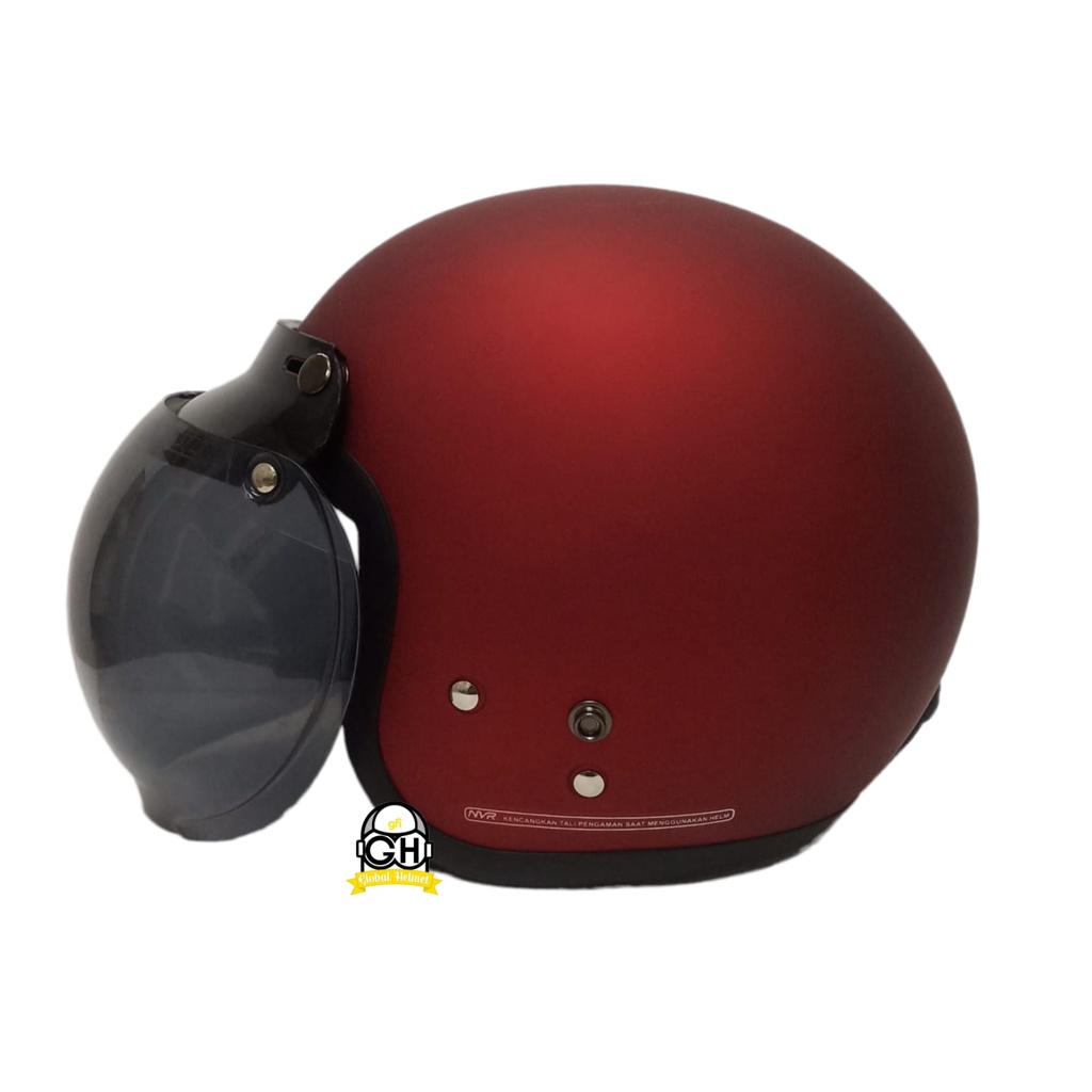 HELM BOGO CGS MAROON DOFF RETRO DEWASA PRIA WANITA COWOK CEWEK FREE KACA SNI