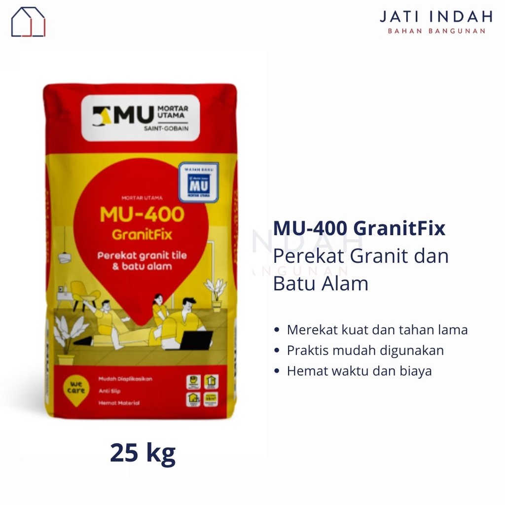 MU-400 GranitFix Perekat Granit Batu Alam 25kg Semen Instan Mortar Utama