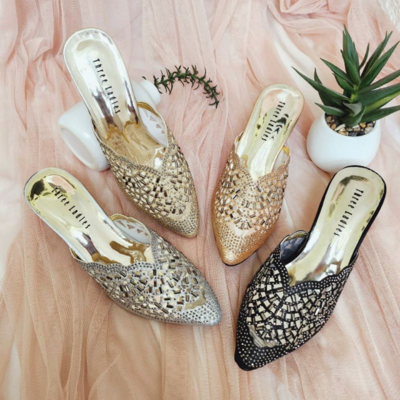 Dillen Heels hak kaca 5 cm | Sendal wanita | Pesta