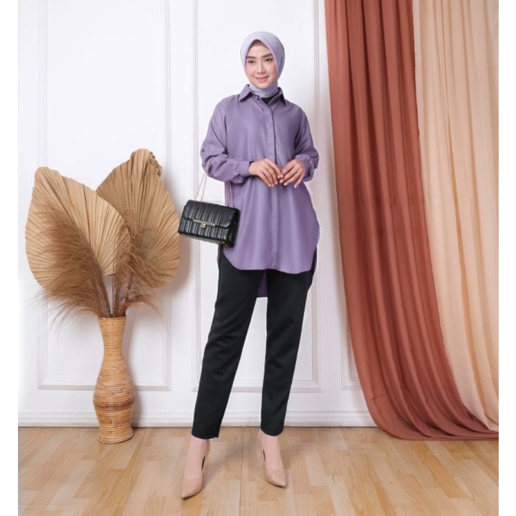Zaja - Shirt Zamora Katun Toyobo Premium Kemeja Wanita Polos Terbaru Fashion Muslim Perempuan Tunik Zamora Simple &amp; Anggun