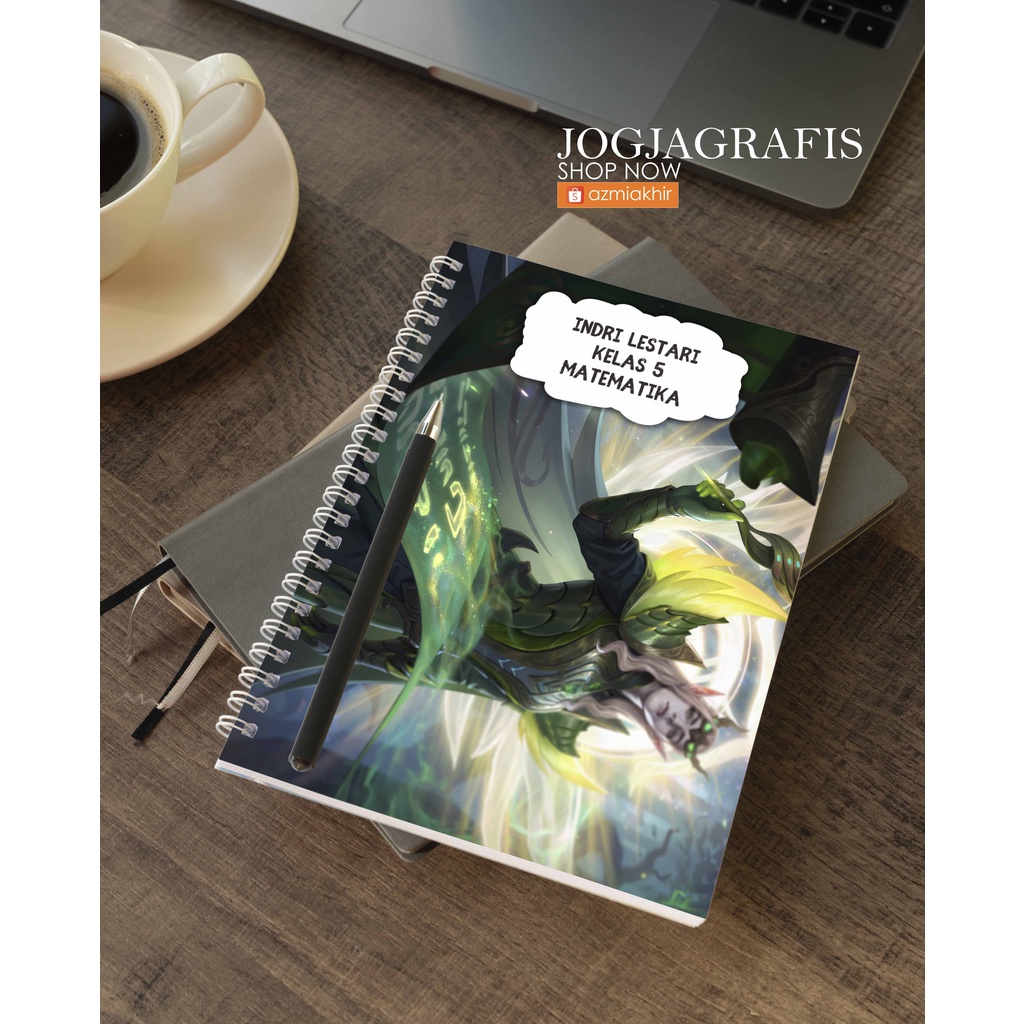 

Notebook Buku Tulis Spiral A5 Custom Desain ( Mobile Legend 2 ) isi HVS Desain Garis 50 Lbr