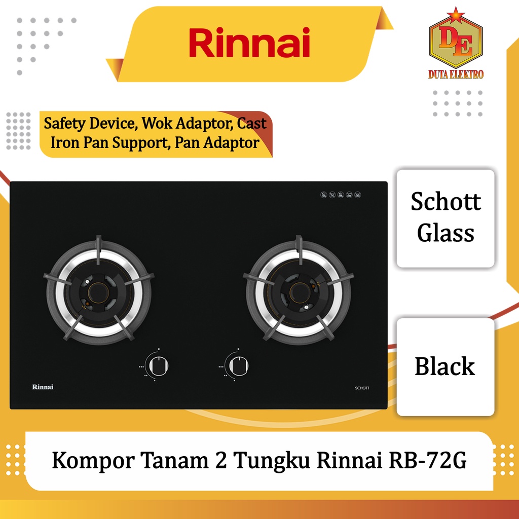 Kompor Tanam 2 Tungku Rinnai RB 72 G