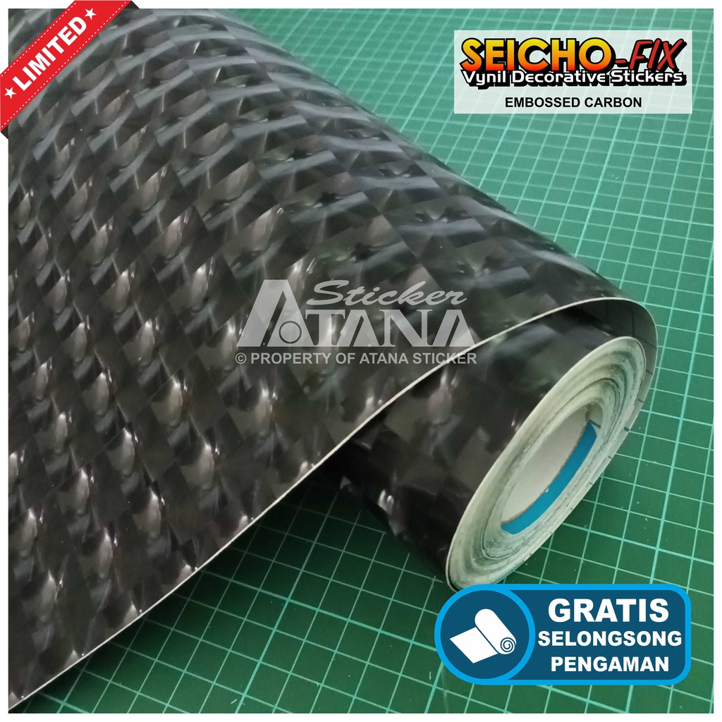 Skotlet Hitam Carbon Emboss 3D Scotlet Karbon Mozaik Tekstur Fiber Timbul Kasar Stiker Kevlar Motif Sisik Ular Corak Sticker Meteran Decal Roll Aksesoris Body Sepeda Motor Matic Mobil Dekorasi Spakbor Selebor Scolite Scotlight Sekotlet Hp Laptop Helm