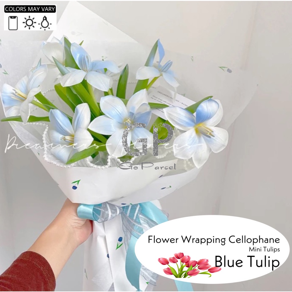 ( 5 Lembar ) PREMIUM COTTON TULIP - FLOWER WRAPPING TISSUE PAPER  KERTAS BUNGA TISU KARANGAN BUKET BUNGA MOTIF