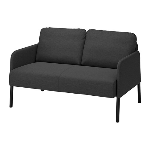 GLOSTAD Sofa 2 dudukan, knisa abu-abu tua / biru medium