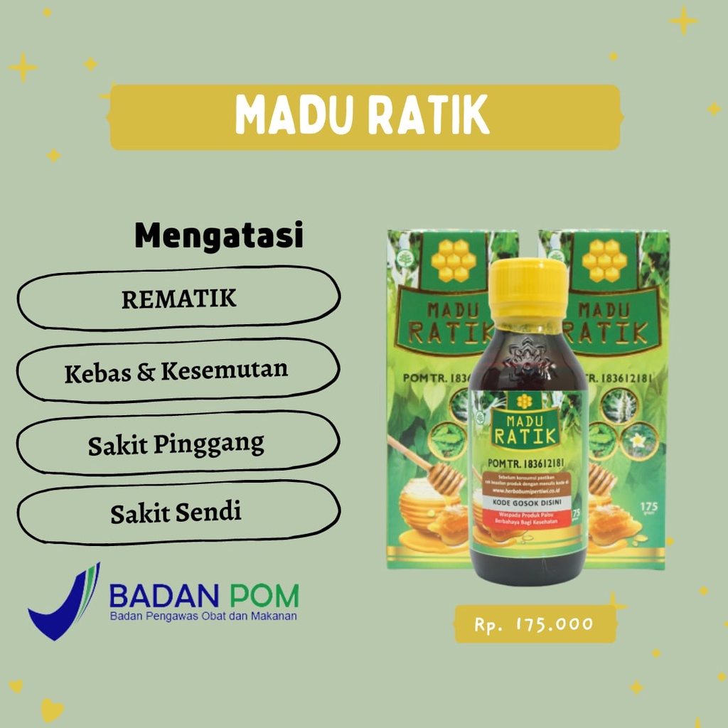 MADU RATIK HERBAL - Madu untuk Mengatasi Sakit Pinggang, Rematik, Asam urat, Nyeri Sendi, Kebas, Kes