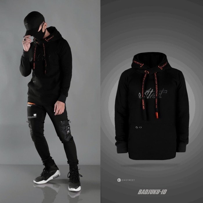 Onstreet jaket hoodie pullover t4lund black