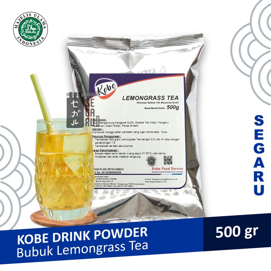 Lemongrass Tea Kobe | Teh Bubuk Sereh Powder Drink Halal 500 gram