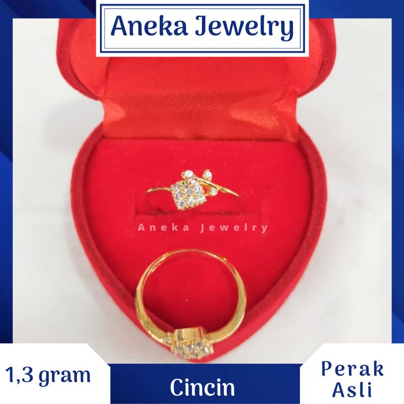 Cincin Kotak Cor Mata, Perak 925, Sepuh Emas Rosegold