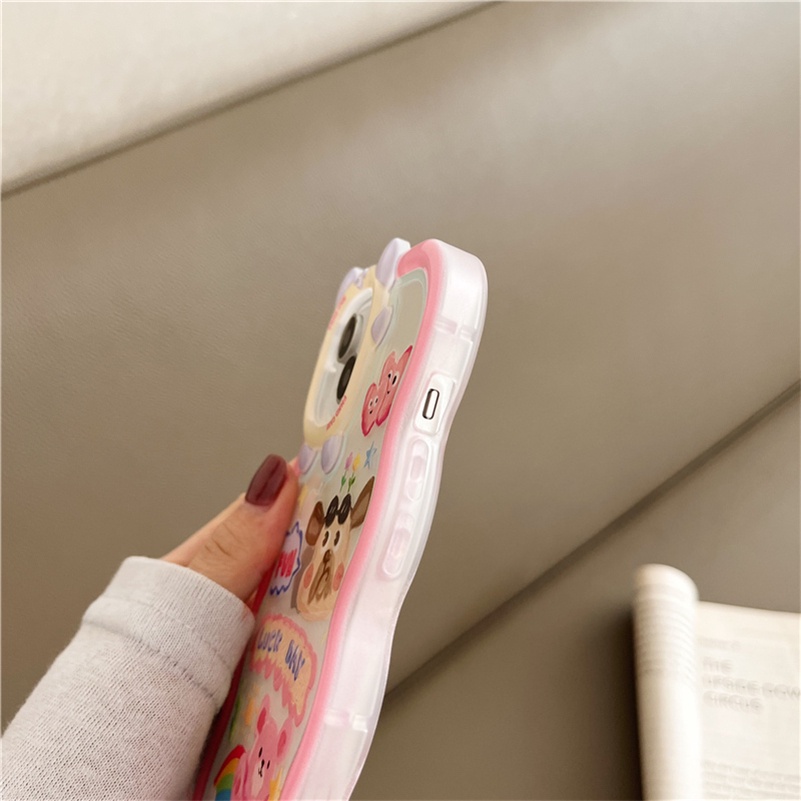 Soft Case Pelindung Lensa Shockproof Motif Kartun Monster Kecil Untuk iPhone 14 13 12 11 Pro Max X Xr Xs Max 7 8 6 6s Plus SE 2020