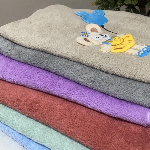 Handuk Mandi Anak Bayi Dewasa Microfiber 35x75 Bordir Karakter Murah