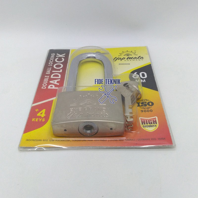 Gembok 60 mm Leher Panjang Tjap Mata Germany Padlock Cap Mata 60mm