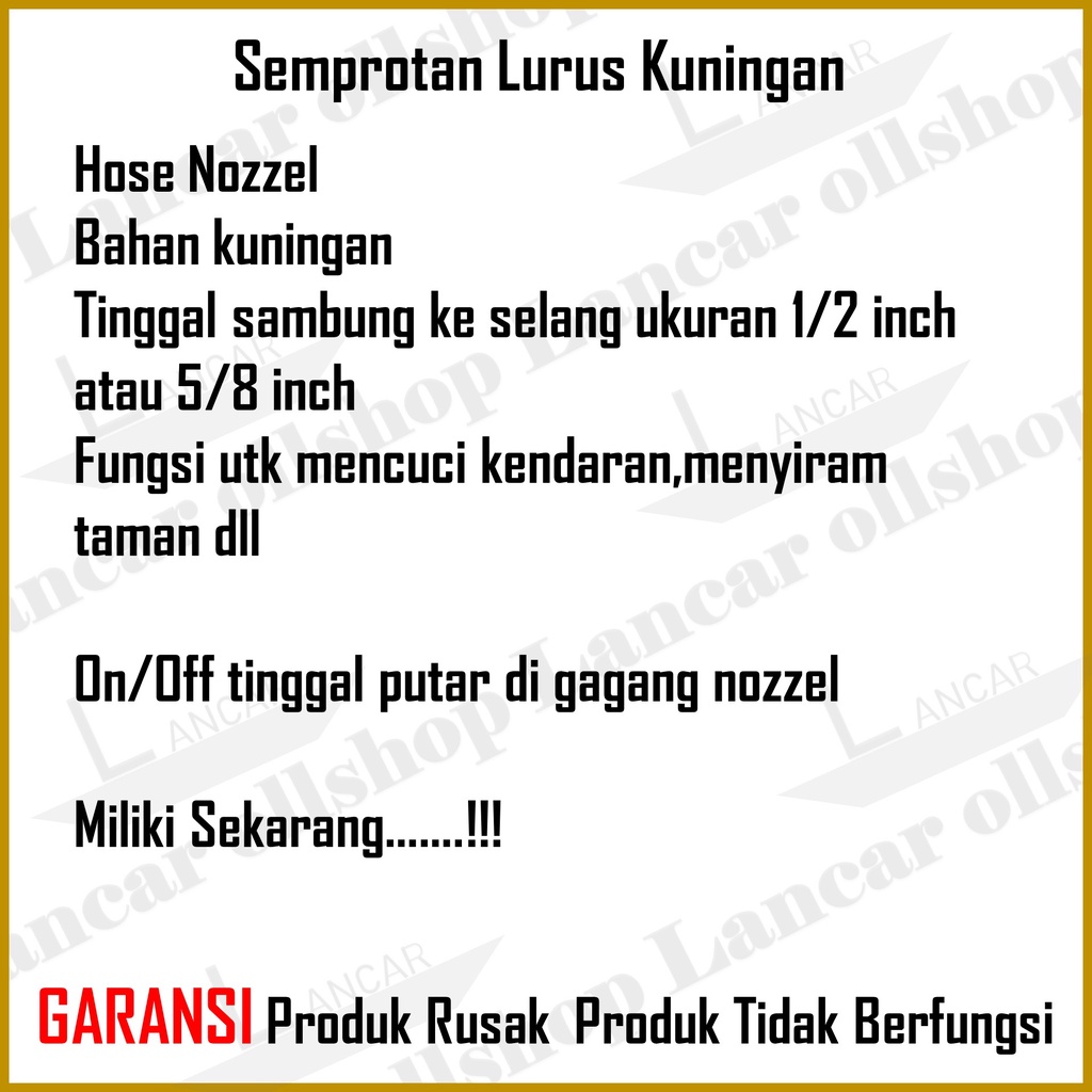 Semprotan Air Lurus Kuningan / Semprotan Air Taman / Semprotan motor - Semprotan mobil