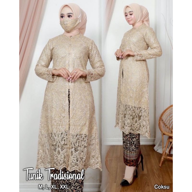 Setelan Tunik Kancing Depan - kebaya tunik tradisional kebaya modern