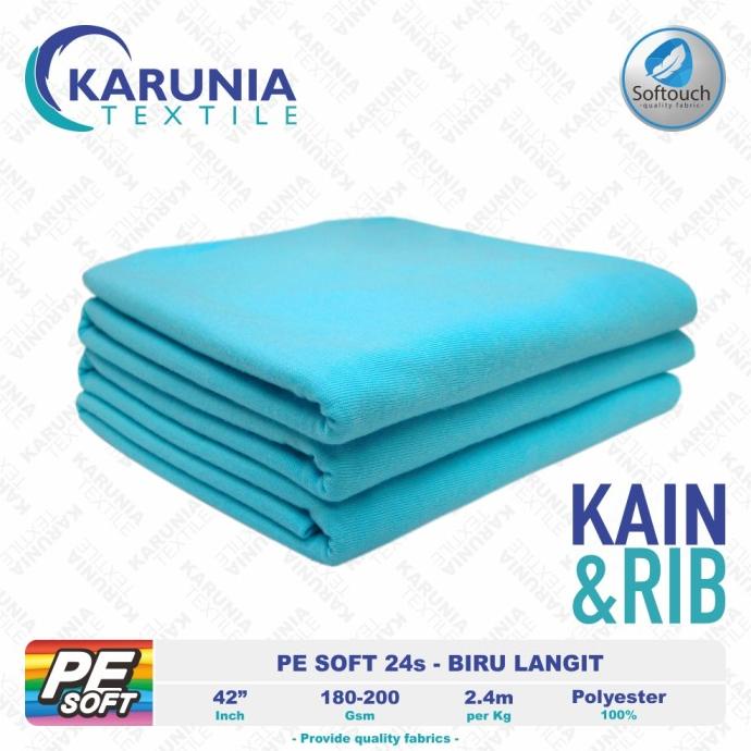PE Soft 24s | Biru Langit | Kain Kaos + Rib | Karunia Textile