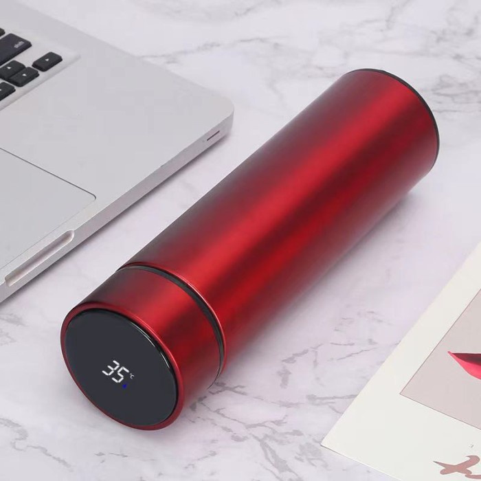 tumbler starbucks Stainless " SUHU LED "500ml / Botol Air Minum Stainless Steel - Merah X5L8 TERBARU