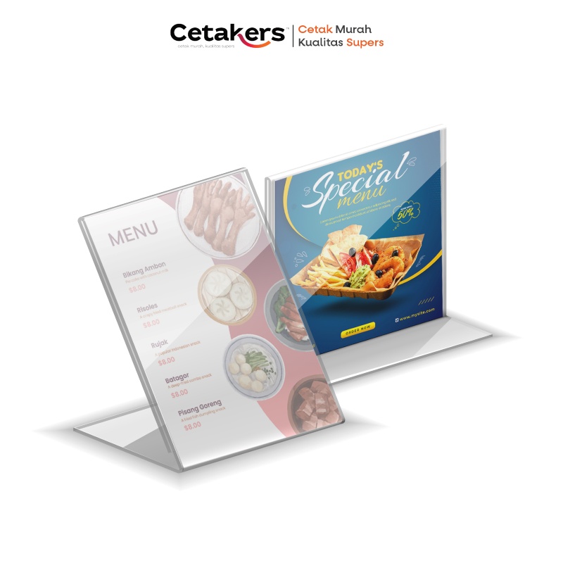 TEND CARD AKRILIK DUDUK MEJA MENU RESTO CAFE CUSTOM