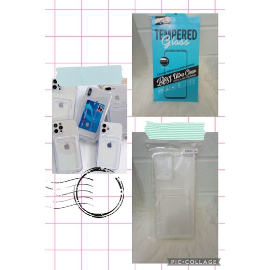 paket tempered glass dan case kartu Redmi note 10s