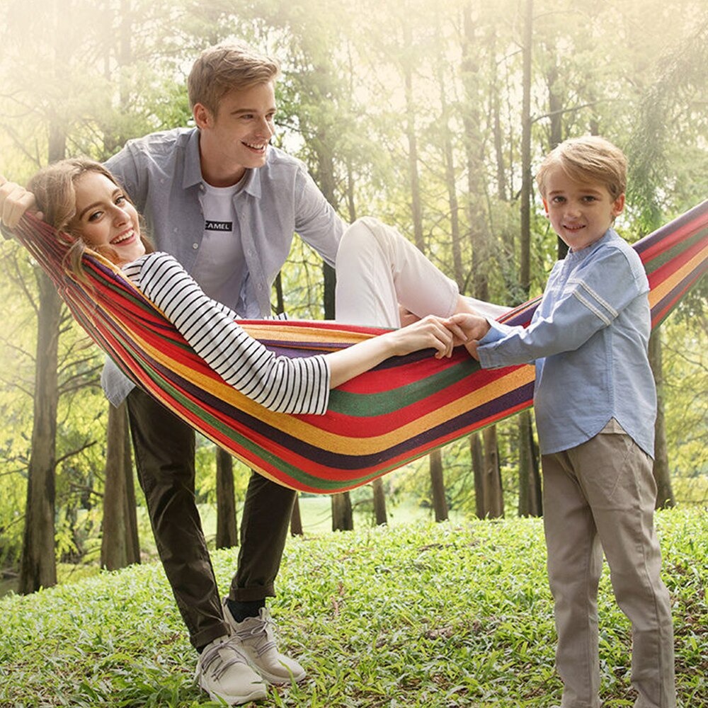 Tempat Tidur Gantung Kanvas Ayunan Pohon Jaring Kasur Gantung Taman Double Thick Canvas Hammock