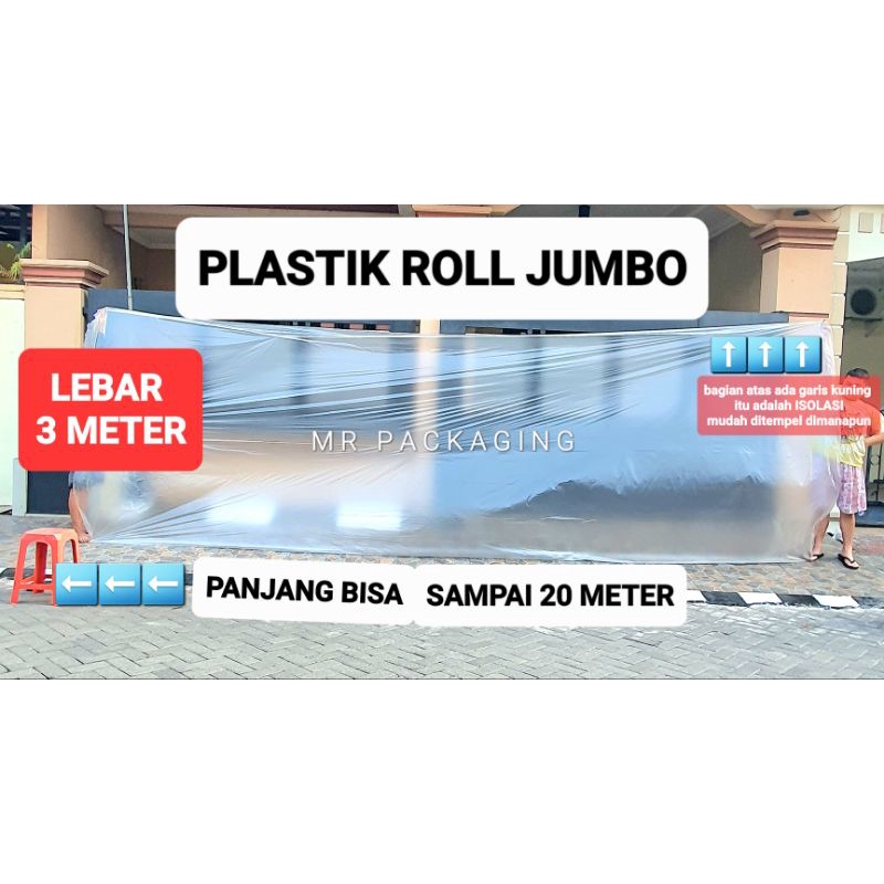 Plastik Roll Isolasi 2in1 SUPER JUMBO | Plastik Pengganti Koran | Plastik Alas Pengecatan | Plastik Penutup Perabotan | Plastik Pelapis Tembok | Plastic Masking Film Tape | Maska Tape Plastic | Plastic Oil Painting