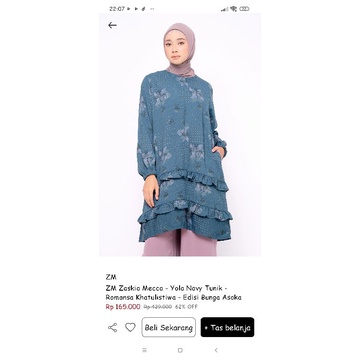 preloved ZM- Zaskia Mecca Yola navy tunik