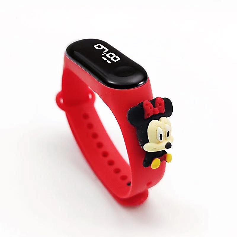 Jam Tangan Elektronik Led Motif Kartun Mickey Pikachu Bahan Silikon Untuk Anak / Jam Tangan Karakter