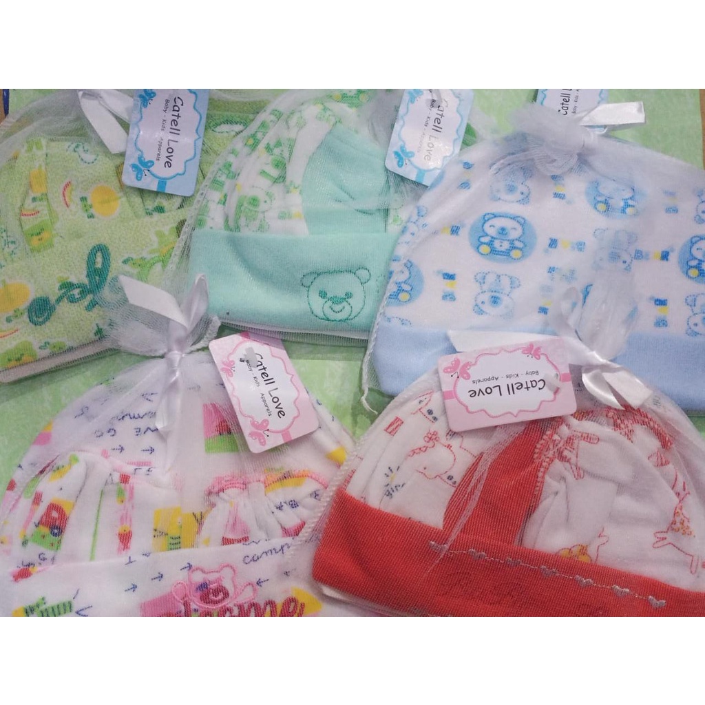 Cattel Love Topi Set Sarung Tangan dan Kaki Bayi / Topi Set Bayi