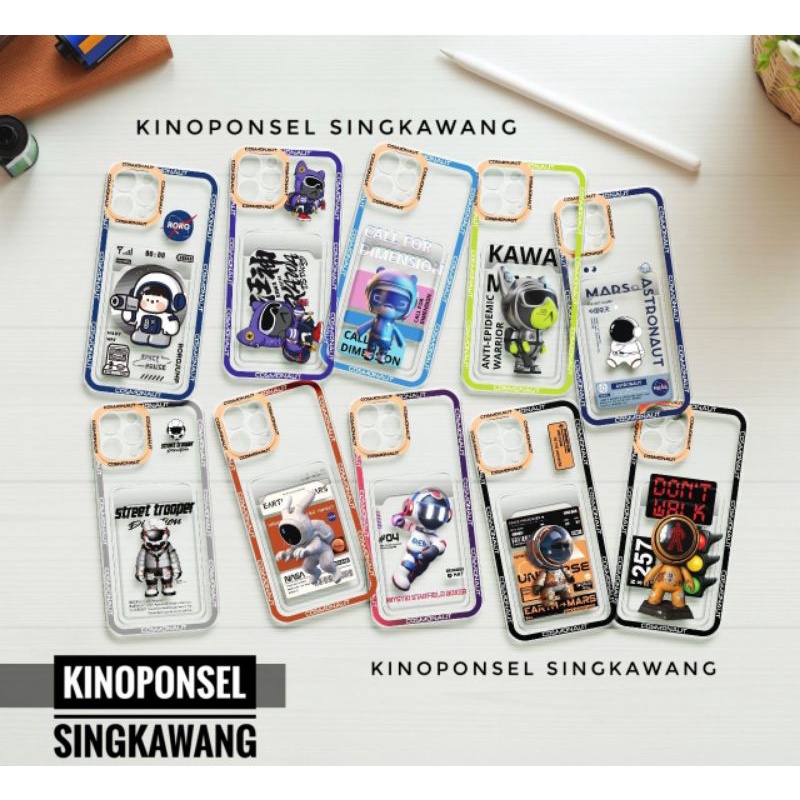 Premium Clear Case Motif Slot Card + Protect Camera Lens Vivo T1 5G Y75 5G Y51 2020 Y33S Y21S Y21 Y2