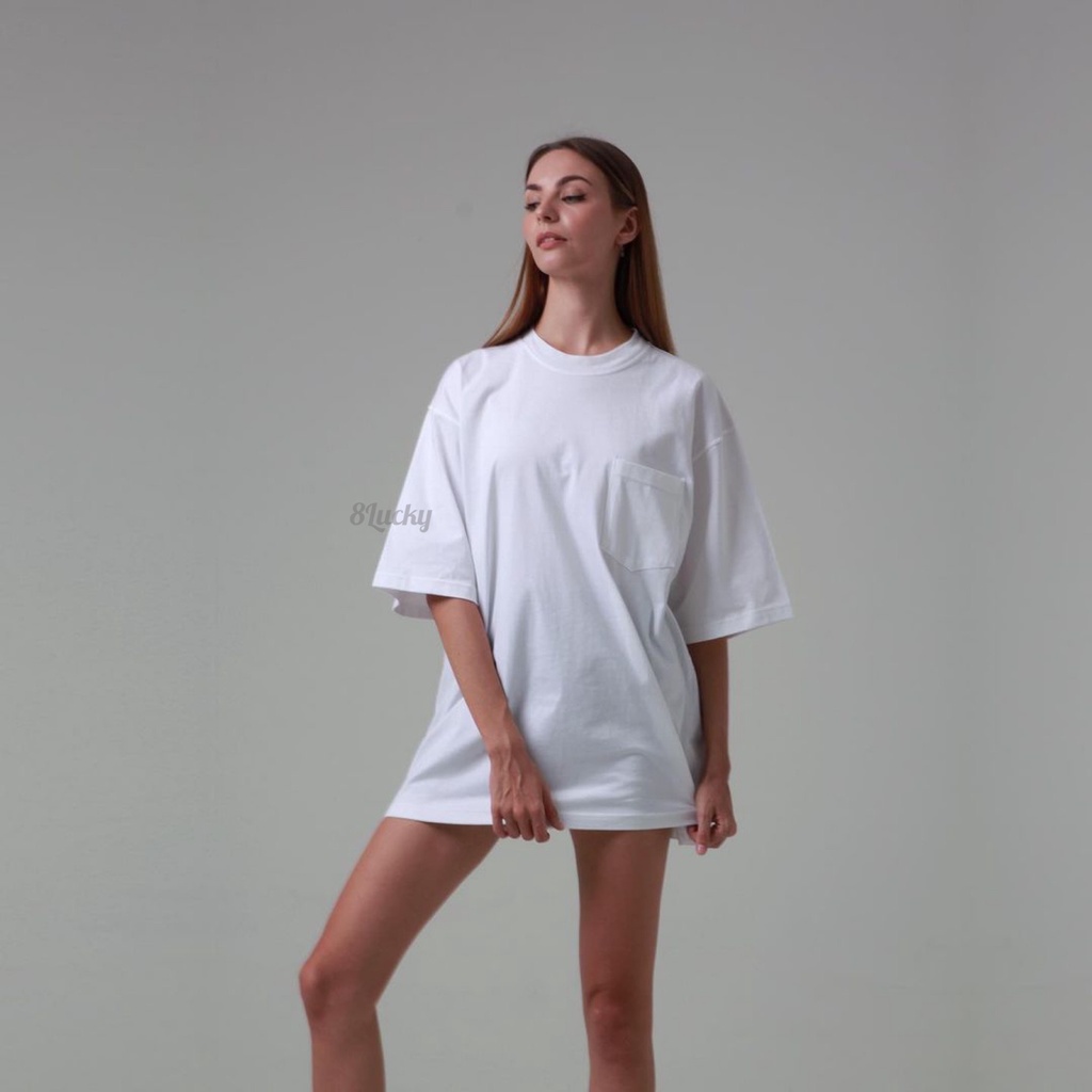 WFL Kaos Polos Oversize Pocket Kantong Saku White Putih Unisex Korean Style T-shirt Oversize Basic P