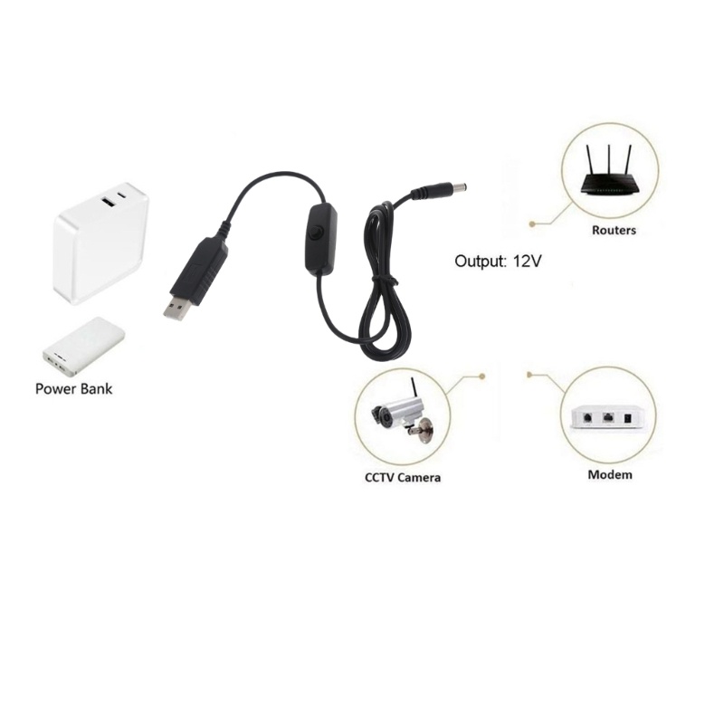 Zzz Kabel Konverter Power Supply Step Up DC 5V Ke 12V USB Dengan Saklar