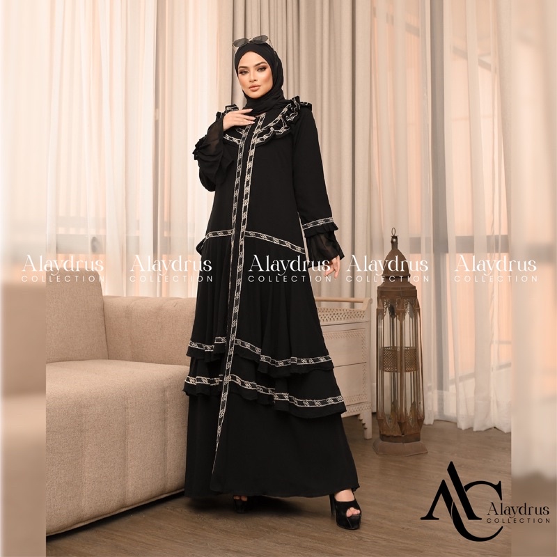 Abaya Turkey Gamis Hitam Arab Saudi Bahan Jetblack Kombinasi Renda Abaya Turkey Umroh Dubai 892