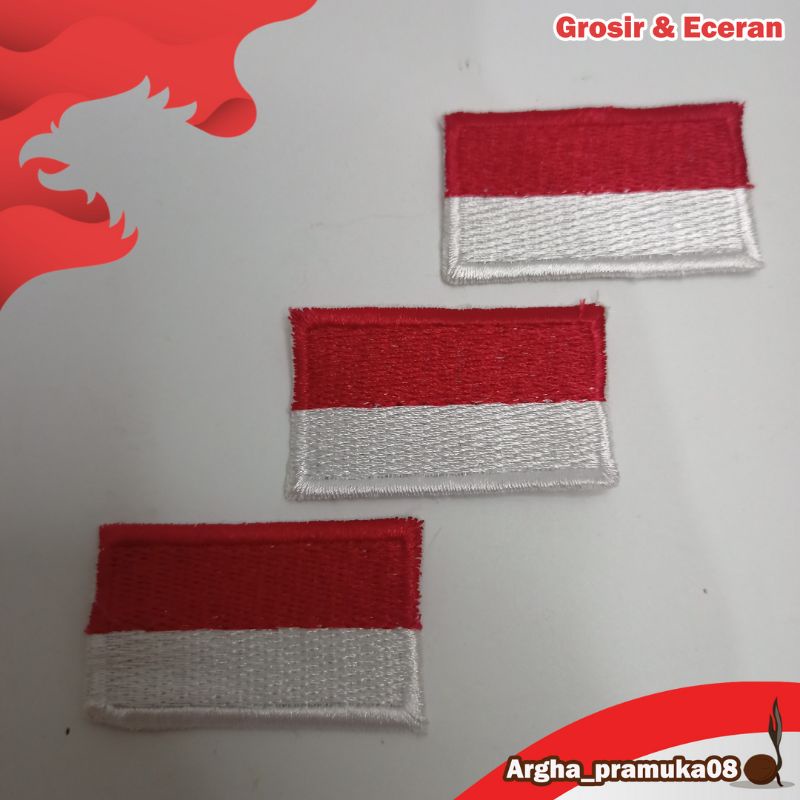 emblem bed merah putih bordir-bedge merah putih termurah bagus