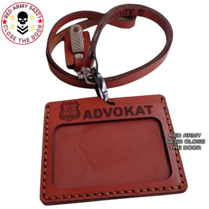 

Holder ID Card Kulit Asli - Tali Lanyard Nametag Model Landscape Logo ADVOKAT
