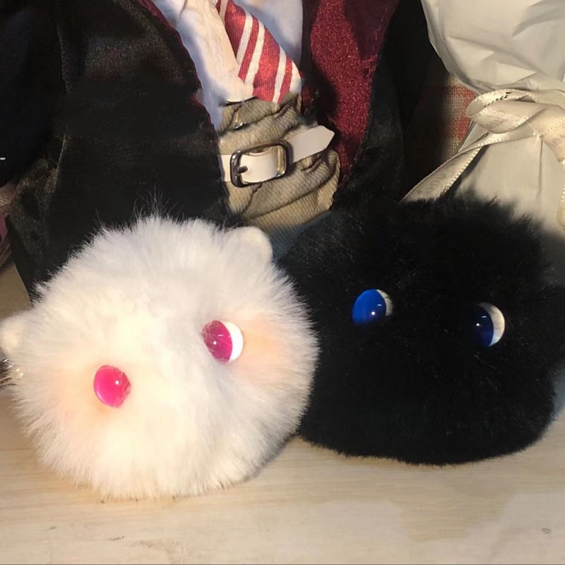Gantungan Kunci Bentuk Kartun Kucing Bahan Plush Handmade