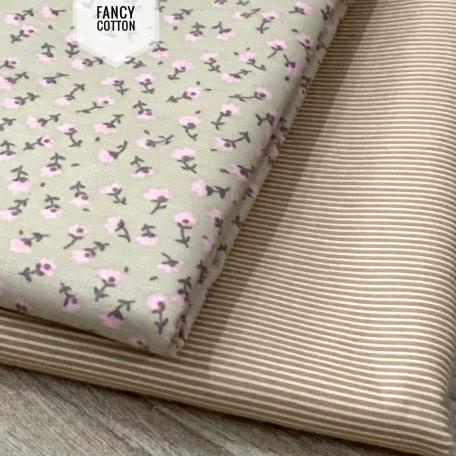 kain katun jepang motif bunga kombinasi salur halus - motif salur