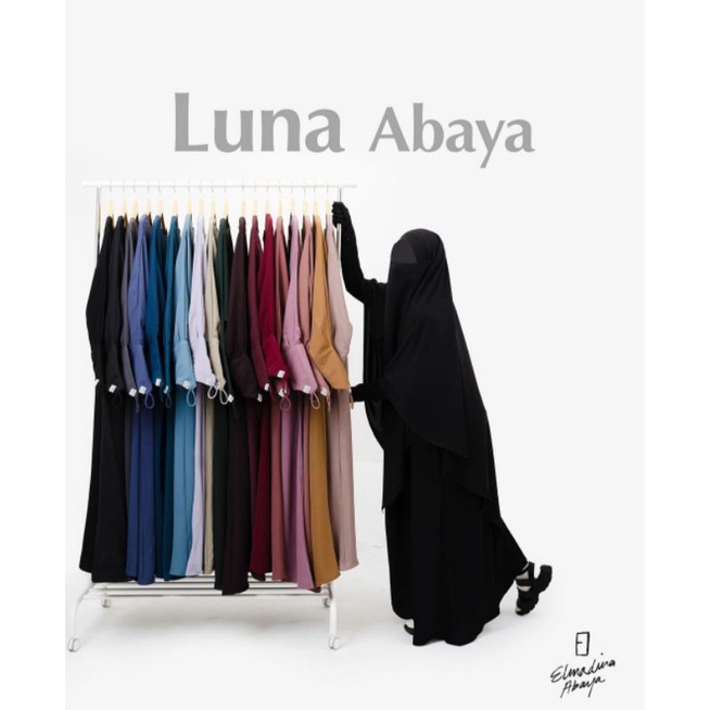 elmadina abaya timeless dark denim size s, luna abaya size xs dan s black silver lilac coffemilk coc