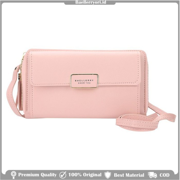 tas hp wanita Sling Bag Baellerry N0101 Ori Tas Selempang Wanita t Kulit - Pink H4N6 PREMIUM VIRAL t