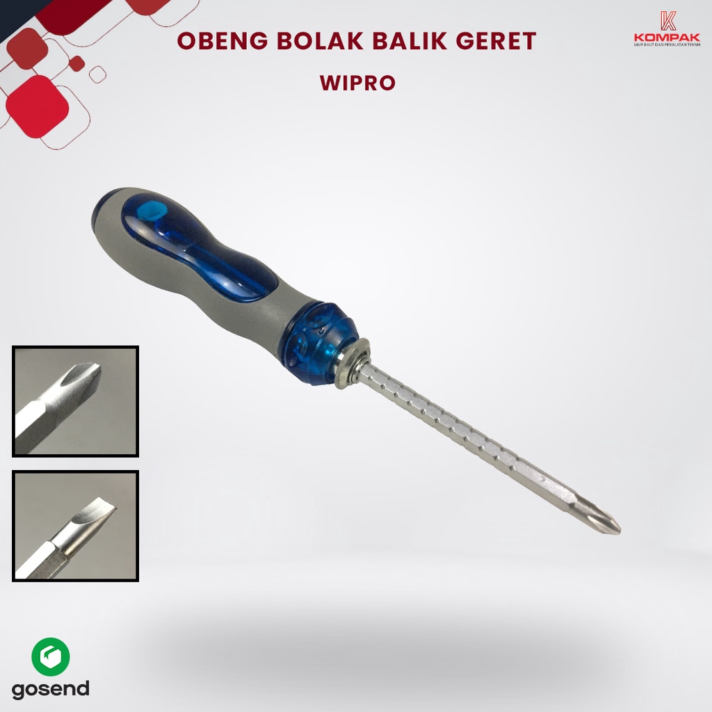 WIPRO Obeng BB Bolak Balik 6x180mm / 3 IN 1 2 WAY