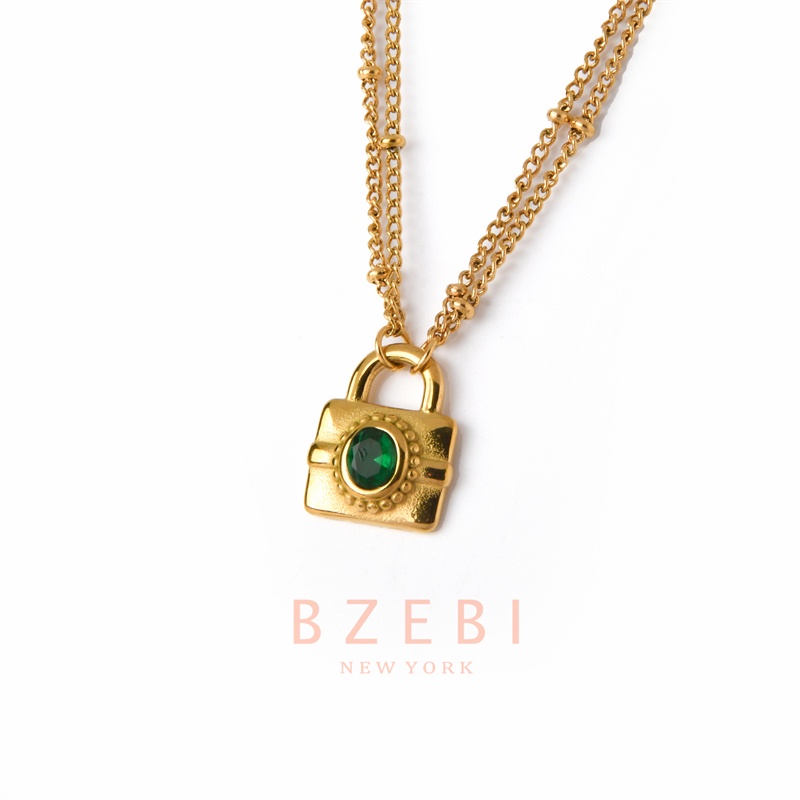 Kalung Emas 18k Bahan Titanium Steel Dengan Liontin Berlian 716n Anti Karat Gaya Korea Untuk Wanita
