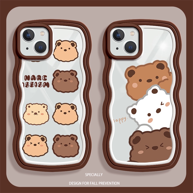 Clear Phone Case for iPhone 14 Plus iPhone 14 13 12 11 Pro Max X XR Xs Max SE 2020 iPhone 7 Plus 8 Plus 6 6s Plus Cartoon Cute Bear Phone Case Flexible Frame Lens Protector Soft TPU Back Cover