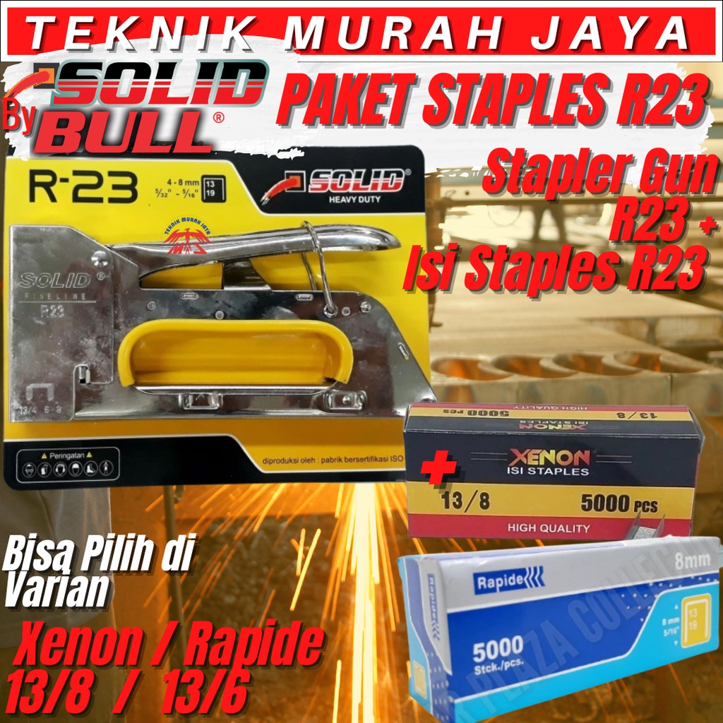 

SOLID PAKET Staples Gun Tembak Staple Gun R23 + Staples 13/8 13/6
