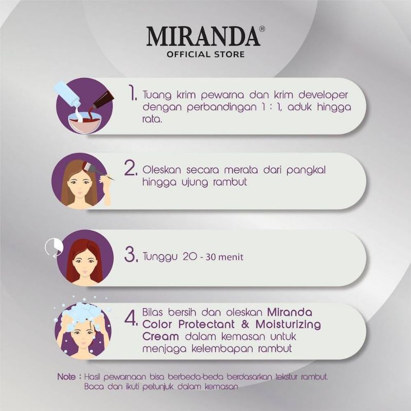 MIRANDA Hair Color Pastel Series Permanent Hair Color Colorful and Shine 30 ML