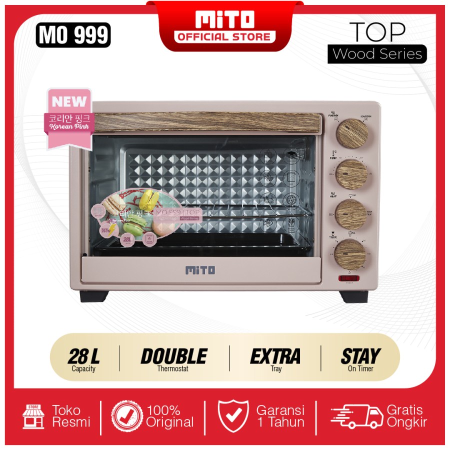 MITO Electric Oven MO999 TOP WOOD SERIES 28L - Pink &amp; Putih MO 999 Wood Series