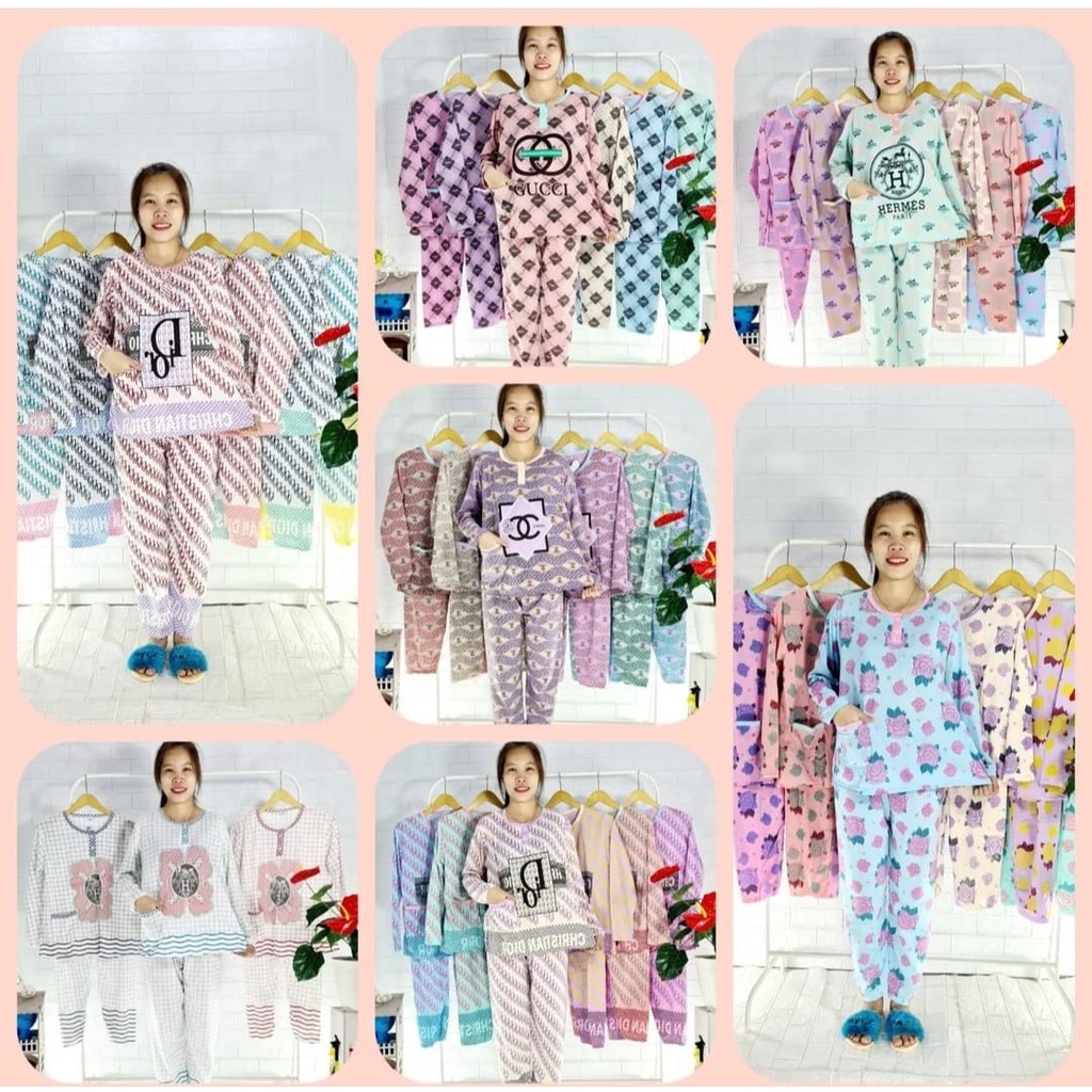 Baju Tidur Kaos Celana Panjang Tangan Panjang PP Lokal (tebal tidak terawang)
