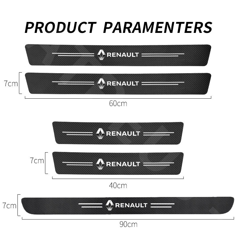 Renault 9Pcs Stiker Pintu Mobil Carbon Fiber Sill Protection Auto Anti Gores Anti Slip Untuk 2amplaso Kwid Logan Captur Clio Fluence Duster Megane Scenic Kiger Koleos