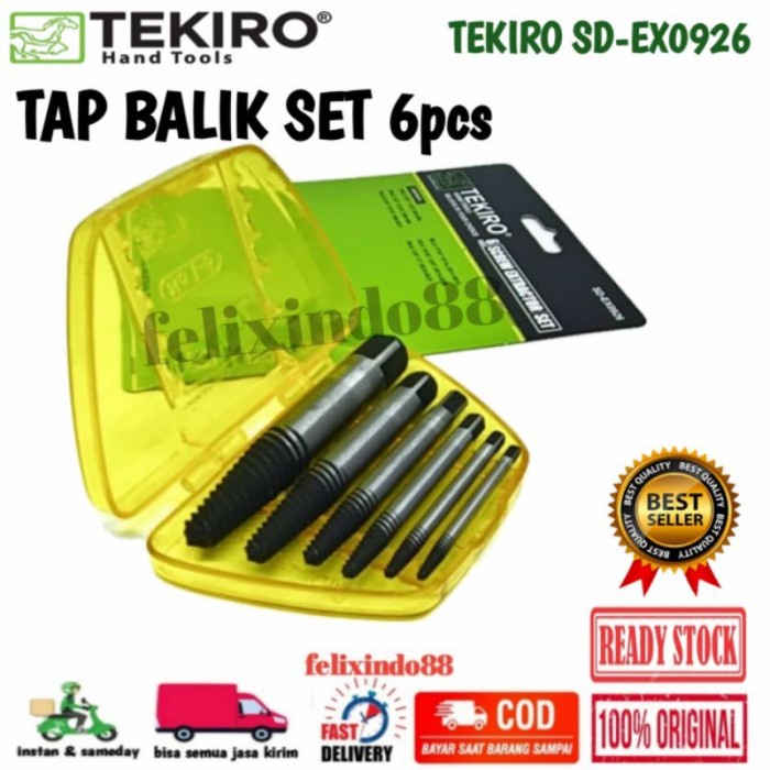 TEKIRO HAND TAP TAB ULIR BALIK DRAT KIRI BAUT PATAH 6 PCS SCREW EXTRAC