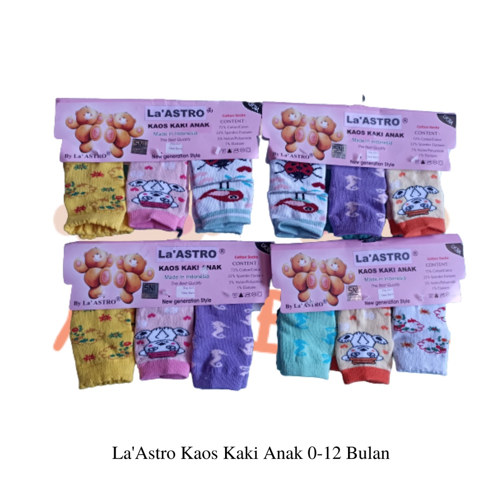 La'Astro Baby Sock Kaos Kaki Motif Bayi Perempuan Isi 3 Pasang