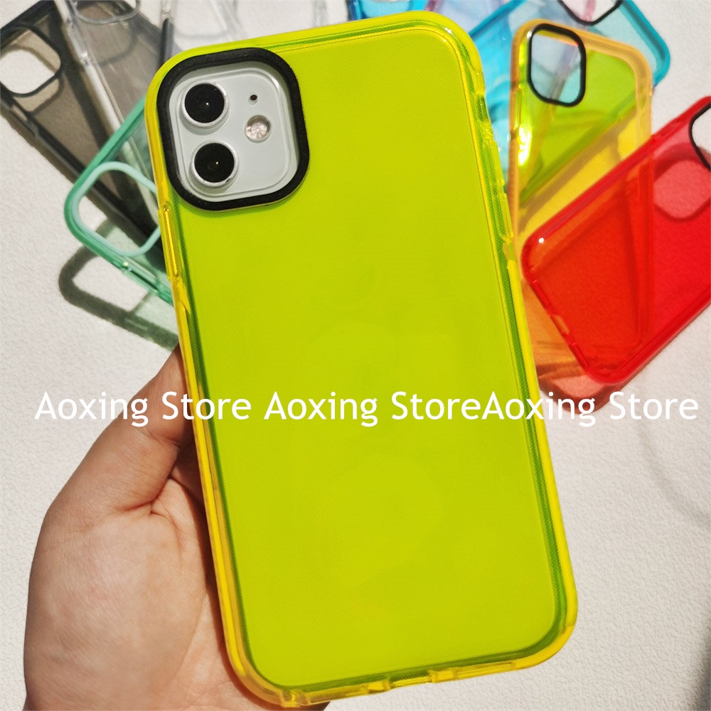 Casing Soft Case Bahan TPU + PC 12 Warna Neon Untuk IPhone 6 / 6S / 6 + / 7P / 8 Plus / 12 / 12 Pro Max