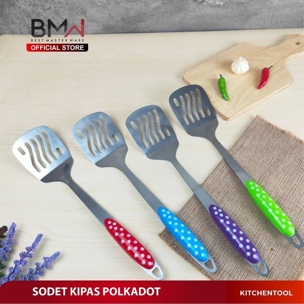 SODET CENTONG SENDOK SAYUR PENGGORENGAN MOTIF POLKADOT / SPATULA GORENG POLKADOT VD